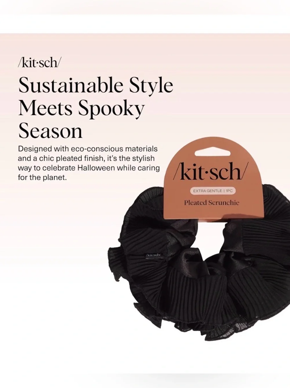 NWT ⚜️🖤⚜️ KITSCH Pleated Scrunchie Black